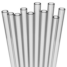 Fiesta First 긴 투명 빨대 10개 - 단단한 반투명 플라스틱 재사용 가능한 음료 + 튼튼한 클리닝 브러시 텀블러 메이슨 병 밀크셰이크 및 스무디용 식기세척기 사용