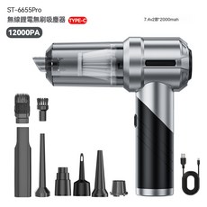 小型無線車用吸塵器 家車兩用吹吸一體, 需自備轉接頭, 可摺疊無刷兩擋吹吸抽三合一吸塵器 19000pa 2000m
