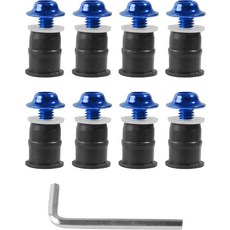 UNLRAE 10PCS 모터사이클 페어링 볼트 키트 자동차 액세서리 알루미늄 윈드스크린 나사 너트 패스너 렌치 포함 대부분의 스포츠 바이크 더트 등에 적합 파란색, Blue