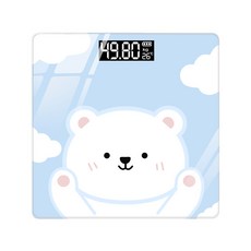 智能體脂電子秤藍牙體重精準家用小型人體耐用家用健康電子秤重計, 1個, 普通電池款, 藍色白熊