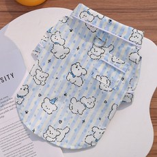 DFMEI 棉質包肚衣春夏寵物狗狗貓咪衣服空調服防掉毛外出四腳衣用品, 1個, 572藍狗翻領襯衫