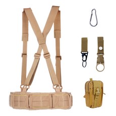 實拍戶外多功能腰封套裝 尼龍眼鏡蛇加厚腰帶 多功能全套腰封釣魚腰帶, 卡其色腰封+腰帶+背帶+包+配件, 1個