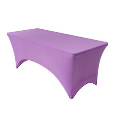 스트레치 식탁보 사각형 웨딩 연회 호텔 파티용 방수 폴리에스터 테이블 커버 다양한 사이즈 호환, 1pcs, 244x76x76cm 8FT, Violet