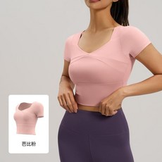 聚衣堂 拼接瑜伽短袖運動健身上衣女
