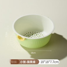 瀝水籃 雙層多規格 洗菜籃廚房家用水果盤塑料瀝水籃子花瓣瀝水藍, 蘋果綠小號:如圖, 1個