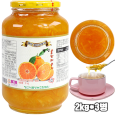 자연톡 꿀 한라봉차 차 청 대용량 카페용 업소용 제주한라봉 얇게 슬라이스 당절임, 2kg, 2kg, 1세트, 3개입