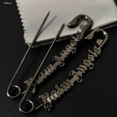 大別針造型胸針 字母徽章飾品 金屬扣針, 黑色, 1個