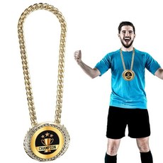Lasuroa 최고의 역대 회전율 체인 6x2.54cm/15cm 빅 골드 챔피언 메달 최고의 수상 염소 펜던트 목걸이 재미있는 MVP 챔피언 체인 축구 농구 스포츠 선수 상 선