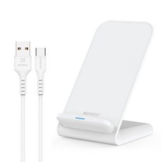 SPEEDY 15W 고속 무선충전 거치대, 화이트+케이블(1.5M), 1개