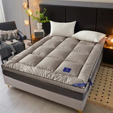 호텔 고급 매트리스 두께10cm 흰색 토퍼 푹신한 고무줄 패드, 그레이(두께10cm)