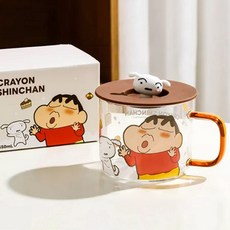 크레용 신짱 짱구 캐릭터 유리손잡이 머그컵 480ml 3가지색상선택, 모카, 1개