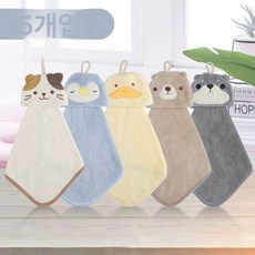 고리수건 산호 타올 벨벳흡수성, 1개, 오리+강아지+고양이+브라운 5개