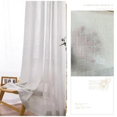 맞춤형 사이즈 화이트 튤 베이지 린넨 느낌 시어 커튼 S 웨이브 거실 침실용 럭셔리 모던 엘레강트 모던 빌