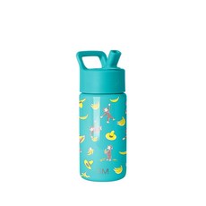 Simple Modern 아동용 서밋 빨대 뚜껑이 있는 물병 | 아기 상어 414ml(14온스) 스테인리스 스틸 컵 단열 텀블러 유아 학교용 | 아기 상어 친구들, Curious George: Monkeying Arou