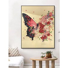 보석십자수 추상화 꽃과 나비 입체 구슬 큐빅붙이기 대형 세트, 1개, 50x70cm
