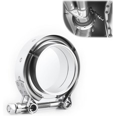 ID 2.5V 밴드 클램프 스테인리스 스틸 2.5 배기 남성용 플랜지 및 T 볼트 다목적 V 자동 파이프 터보차저 머플러 다운파이프, 1개