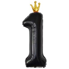이벤트홀릭 초대형 왕관 숫자은박풍선, 블랙 1