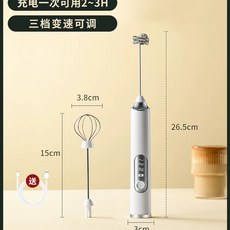 전동 거품기 무선 참고 충전식 휘핑기 카푸치노 휴대용 머랭, A. 진주빛 흰색 듀얼 헤드 휘핑믹싱 테이프 3단계 속