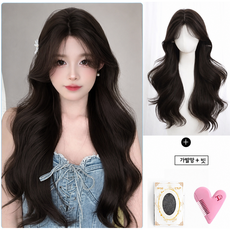 뷰티레벤 자연스러운 여신 긴머리 통가발 롱 웨이브가발, 1개, 다크브라운