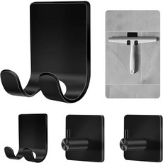 면도기용 CGBE 샤워 홀더 블랙 후크 2팩 면도기 헤비 듀티 방수 스퀴지 루프