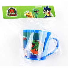 공룡메카드 아동 컵 물컵 양치컵 손잡이컵 어린이집 유치원 초등학교, 1개