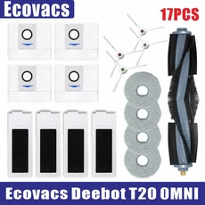 에코백스 Deebot T20 Omni T20e 액세서리 메인 사이드 브러시 천 HEPA 필터 먼지 봉투 교체 예비 부품, 18 17pcs