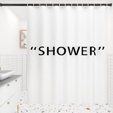 防水浴簾 加厚免打孔隔斷簾 浴室門簾 簡約北歐風防水掛簾套裝, Shower【防水滌綸】,簾寬150高200+桿95-155, 1個