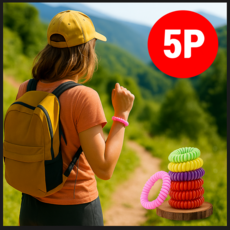 [5개입] 오해디랩 천연 아모마 컬러 모기퇴치 밴드, 1세트, 1L