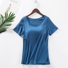 쁘띠꼬모 여성 브라캡 내장 반팔 티셔츠 요가 반팔티 W542607