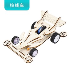 拉線賽車 DIY手工拼裝汽車 彈力車實驗 教具, 1個