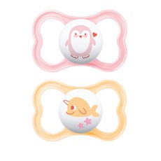 MAM Air Matte Pacifiers for Sensitive Skin 6+ Months Best Pacifier for Breastfed Babies, Girl, 1개, 2 Count (Pack of 1)