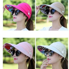 비즈 포인트 여성 햇빛차단 자외선 썬캡 1개 hol+0264SU