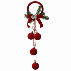 자오자오 고급 크리스마스 장식 벽걸이 문걸이 인테리어 크리스마스 소품, 원형리본&볼