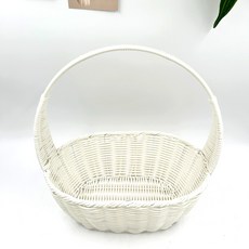 히스홈 과일바구니 꽃 피크닉 예단 축하 선물 포장 바스켓, 화이트, 1개