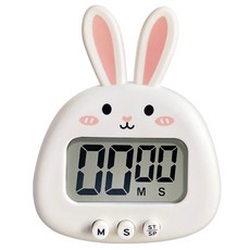 可愛電子定時器 廚房烘焙學習時間管理, 1個, 白兔
