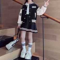 델루비오 여아 야구 점퍼 플리츠 스커트 투피스 세트