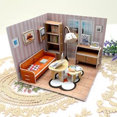 [두뇌활동] 3D 입체 종이 퍼즐 미니스토어 - 거실, 1개