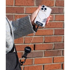 EGARDEN 리트랙션 와이어 스마트폰 체인 해외 여행 분실 도난 방지 핸드폰 고리 - 블랙