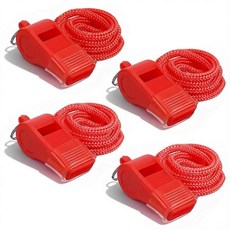 Abeillo 4pcs Whistle Loud Crisp Sound with Lanyard and Mouthpiece Plastic Whistle Loud Whistles fo, Red