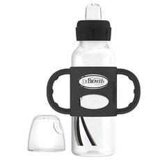 닥터브라운 내로우넥 손잡이 스파우트 시피 젖병 250ml 2팩 라이트핑크/에크루, 1팩, 블랙