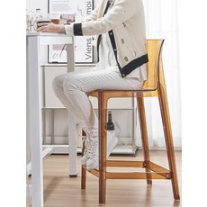 아크릴홈바체어 등받이바스툴의자 아일랜드식탁 투명, 1개, 투명 베이지 75cm