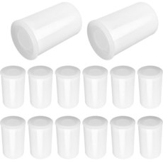 MEETOOT 외부 지름 33mm 화이트 플라스틱 필름 캐니스터 홀더 원통형 미끼 상자 14개 밀봉 뚜껑 포함 바느질 액세서리 아트 비즈 동전 정리에 적합