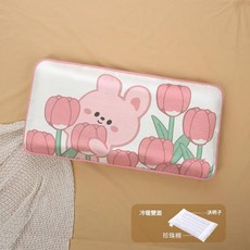 嬰兒決明子雙面涼枕, 冰絲 - 花朵小兔