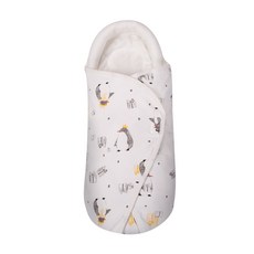 雪倫小舖 嬰兒睡袋 全棉U型枕邊護頭包巾 新生兒懶人包巾外出抱被, 波普企鵝-U型枕邊護頭包巾, 1個