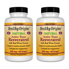 Healthy Origins 白藜蘆醇素食膠囊 300mg, 2個, 60粒