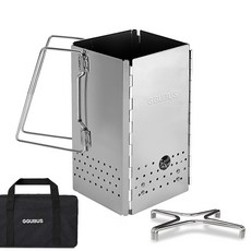 꾸버스 사각 차콜스타터 특대형 스텐레스 접이식 숯불 착화기 오덕 가방 캠핑 침니스타터 바베큐그릴, 1개