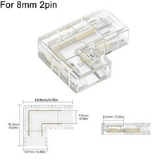 COB LED 커넥터 2핀 3핀 4핀 L코너 스트립 조명 연결 단자, COB LED 커넥터 8mm 2핀