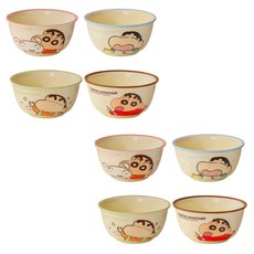 쑤시 크레용 신짱 프레시 시리즈 밥공기 11.5cm, 2세트, 밥그릇 4개입, 핑크+블루+그린+다크 브라운