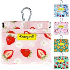 Raisingwell 강아지 간식 파우치 포켓 사이즈 반려동물 훈련 카라비너 포함 핸즈프리 그린 산책 가방 자체 폐쇄 사료 스낵 보상 여행 또는 실외 사용 NanoPT, i.Strawberry