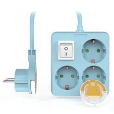 러그박스 이지콕 납작헤드 미니 스위치 파스텔 감성 3구 고용량 멀티탭, 50cm, 블루, 1개